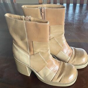 Rampage Tan and Cream Heeled Boots